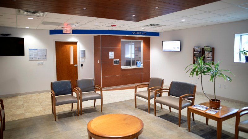 wayne cardiology office front desk and waiting area