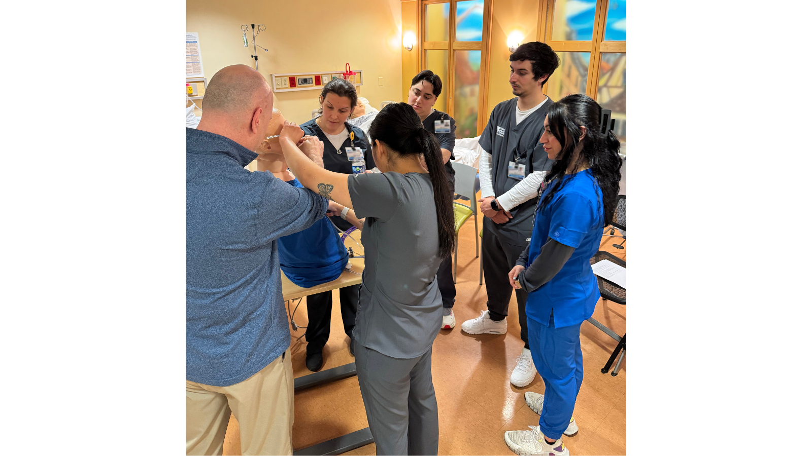 group of nurse residents training