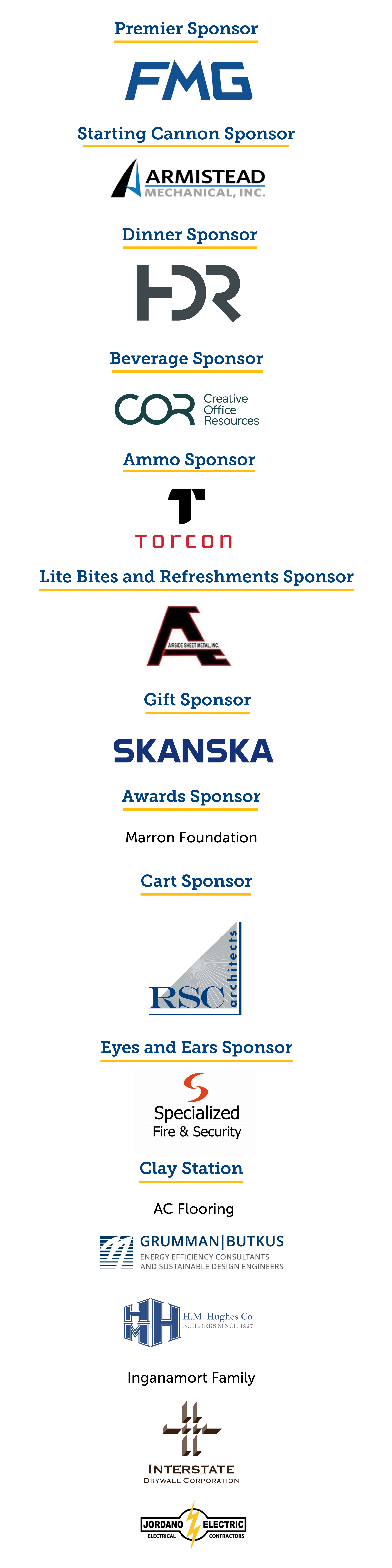 list of participating sponsors