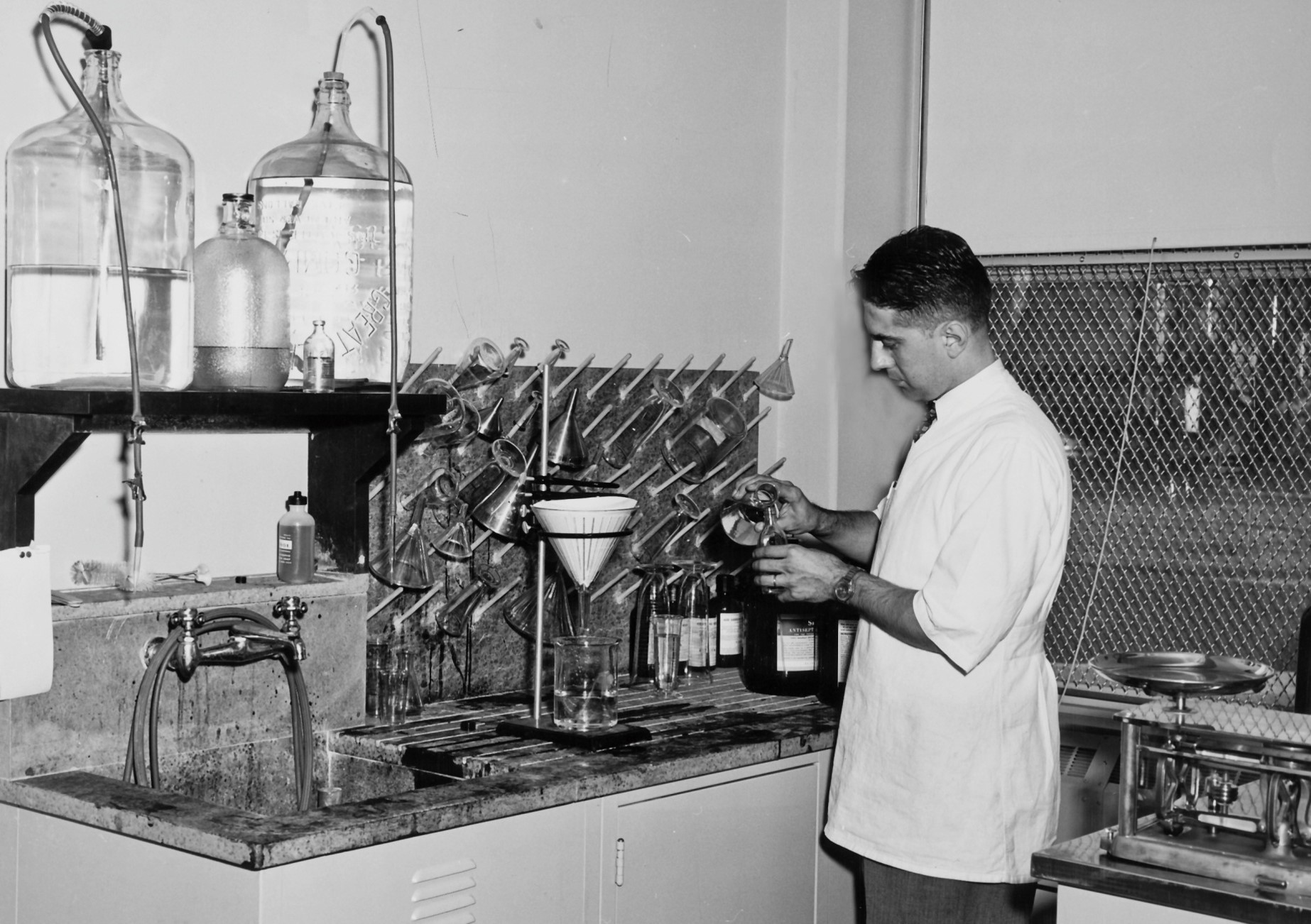The Valley Hospital lab, 1950s