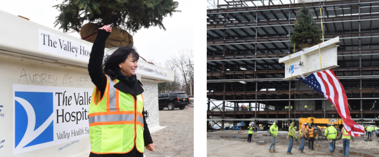 placing the final structural beam at The Valley Hospital