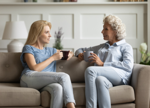 mother and daughter talking