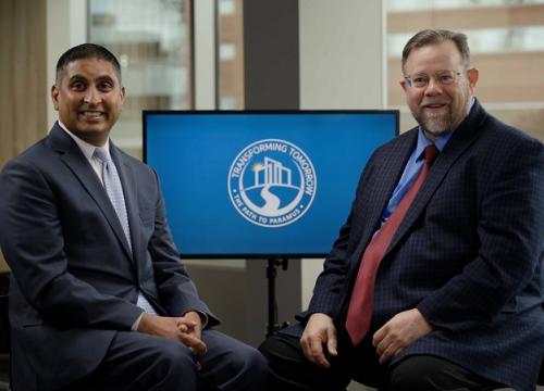two valley executives speaking about the new hospital