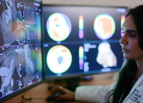 cardiac imaging specialist viewing patient images