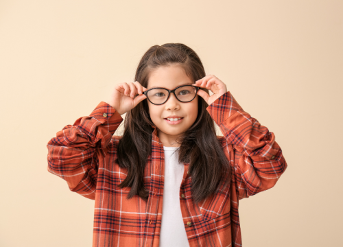 child wearing glasses