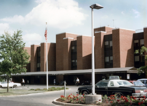 Exterior of The Valley Hospital in the 1970s