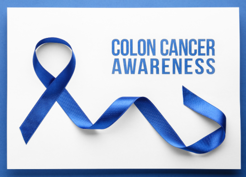 Colon cancer awareness ribbon