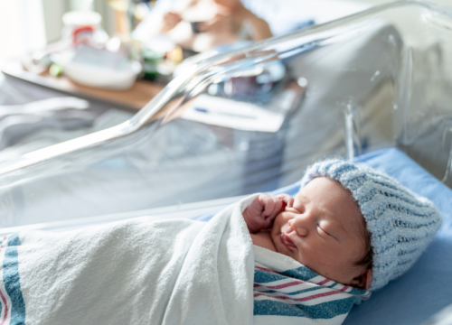 newborn baby in hospital after vitamin k shot