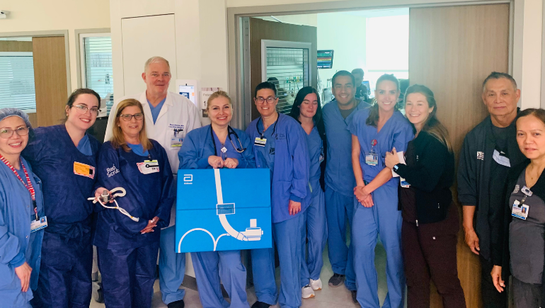 valley team posing for a photo after successfully implanting first left ventricular assist device