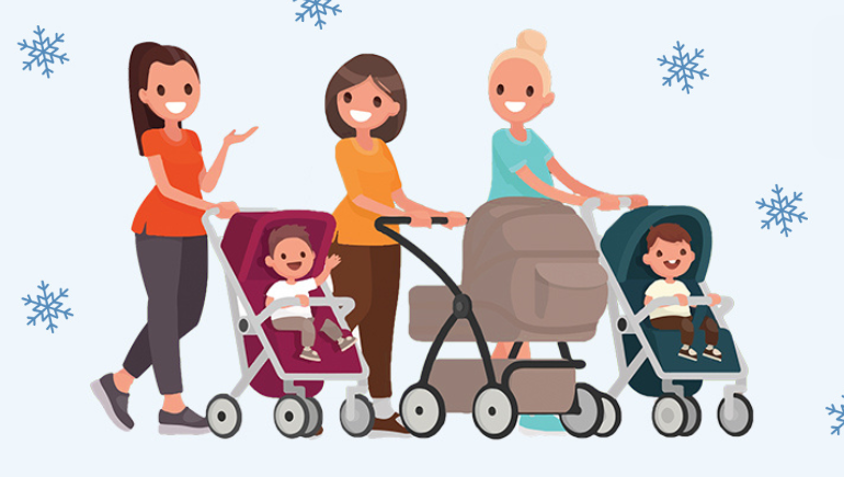 women walking together with strollers