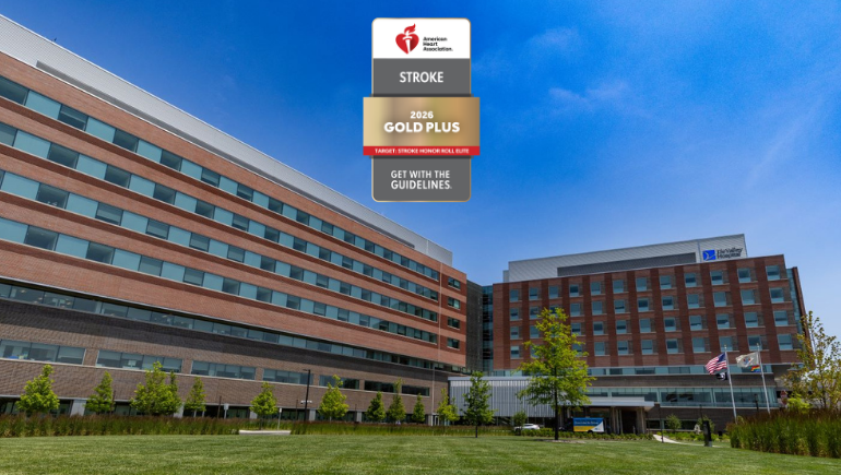 exterior of The Valley Hospital with Get with the guidelines logo