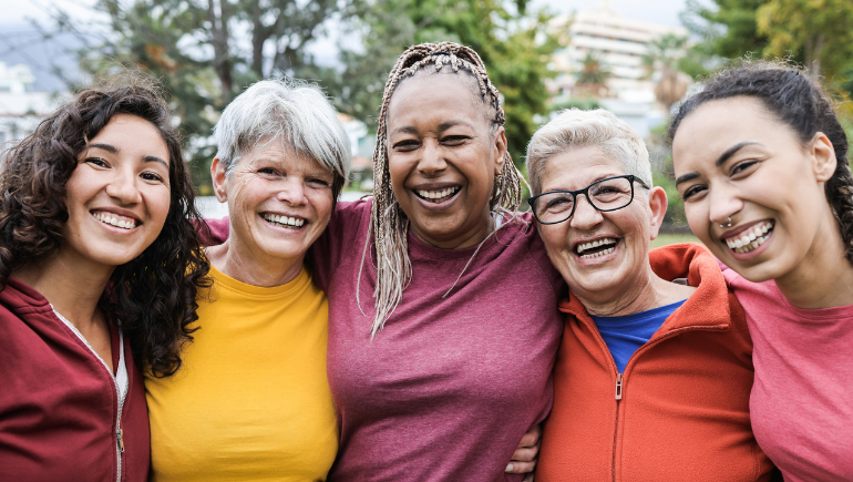happy, healthy women smiling together