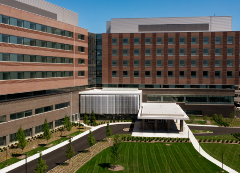 The main entrance of The Valley Hospital in Paramus