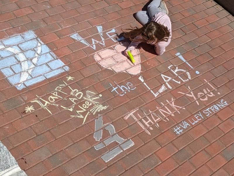 chalk drawing - We love the lab! 