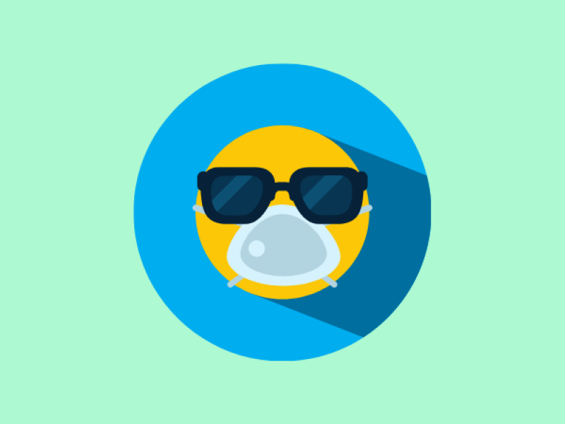 emoticon with sunglasses and mask