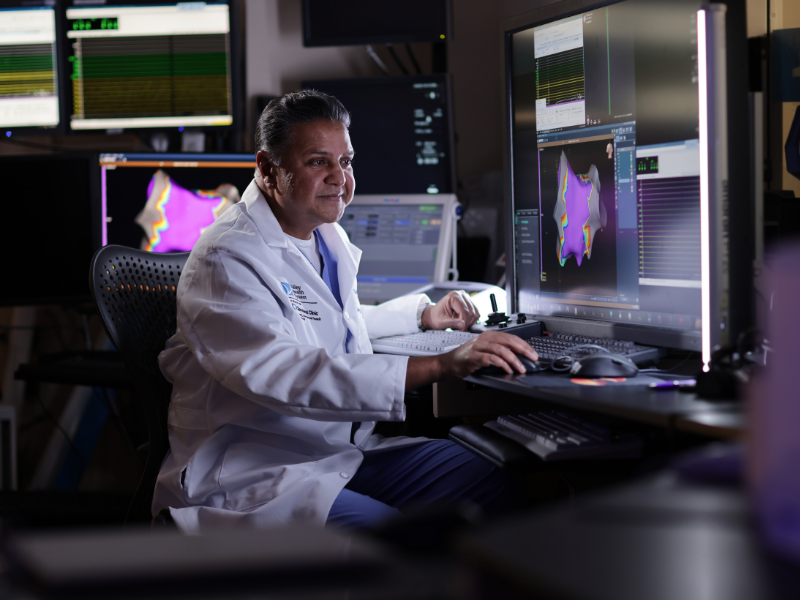 dr mittal looking at patient cardiac images