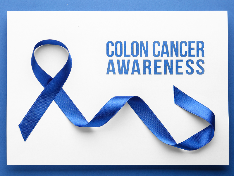 Colon cancer awareness ribbon