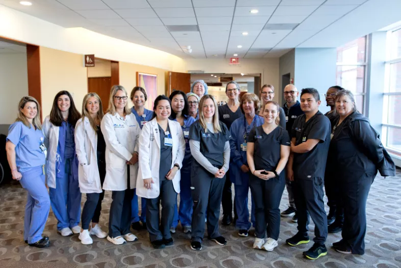 group of nurses inside cancer center